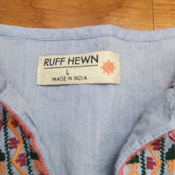 Ruff Hewn chambray boho top Size L - Picture 7 of 8